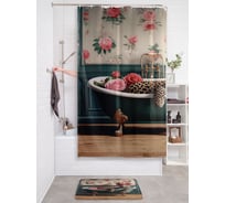Штора для ванной тканевая JOYARTY "Леопард в розах" 180x200 см sc_sd3541