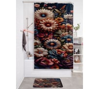 Штора для ванной тканевая JOYARTY "Осенние цветы" 180x200 см sc_sd3420