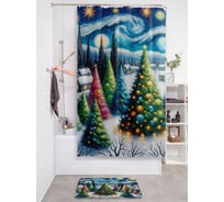 Штора для ванной тканевая JOYARTY "Нарядные елки" 180x200 см , серия Новый год и Рождество sc_sd3892