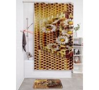 Штора для ванной тканевая JOYARTY "Медовые цветы" 180x200 см sc_sd3423