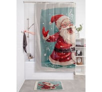 Штора для ванной тканевая JOYARTY "Поющий Дед Мороз" 180x200 см , серия Новый год и Рождество sc_sd4001