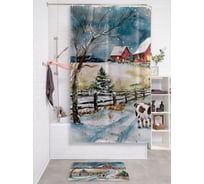 Штора для ванной тканевая JOYARTY "Прогулка зимой" 180x200 см , серия Новый год и Рождество sc_sd3989