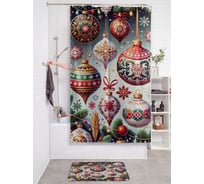 Штора для ванной тканевая JOYARTY "Расписные шары" 180x200 см , серия Новый год и Рождество sc_sd3924