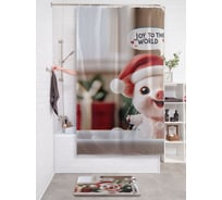 Штора для ванной тканевая JOYARTY "Радость миру" 180x200 см , серия Новый год и Рождество sc_sd3874