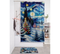 Штора для ванной тканевая JOYARTY "Праздничная ночь" 180x200 см , серия Новый год и Рождество sc_sd3891
