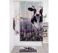 Штора занавеска для ванной тканевая JOYARTY Корова на лугу 180x200 см, sc_sd3449