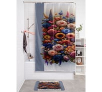 Штора занавеска для ванной тканевая JOYARTY "Цветочные мотивы" 180x200 см, sc_sd3421