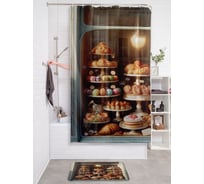 Штора занавеска для ванной тканевая JOYARTY "Сладкая витрина" 180x200 см, sc_sd3452