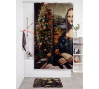 Штора занавеска для ванной тканевая JOYARTY "Уютным вечером" 180x200 см, серия Новый год и Рождество sc_sd3893