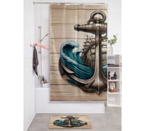 Штора занавеска для ванной тканевая JOYARTY "Якорь на дереве" 180x200 см, sc_sd3524