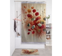 Штора занавеска для ванной тканевая JOYARTY "Сухоцветы в орнаменте" 180x200 см, sc_sd4009