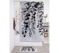 Штора занавеска для ванной тканевая JOYARTY "Серый эвкалипт" 180x200 см, sc_sd3578