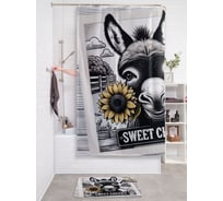 Штора занавеска для ванной тканевая JOYARTY "Фото ослика" 180x200 см, sc_sd3583