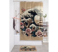 Штора занавеска для ванной тканевая JOYARTY "Розы на волне" 180x200 см, sc_sd3537