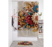 Штора занавеска для ванной тканевая JOYARTY "Сухой букет" 180x200 см, sc_sd3529