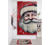 Штора занавеска для ванной тканевая JOYARTY "Ухмылка Дедушки" 180x200 см, серия Новый год и Рождество sc_sd3957