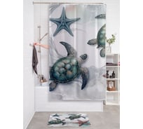 Штора занавеска для ванной тканевая JOYARTY "Черепахи мраморные" 180x200 см, sc_sd3501