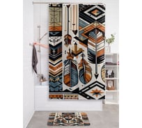 Штора занавеска для ванной тканевая JOYARTY "Этнические узоры" 180x200 см, sc_sd3433