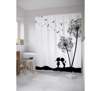 Штора (занавеска) для ванной JoyArty "Романтика у одуванчиков" из сатена, 180х200 см с крючками, sc_8364