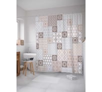 Штора (занавеска) для ванной JoyArty "Орнамент из плитки" из сатена, 180х200 см с крючками, sc_15422