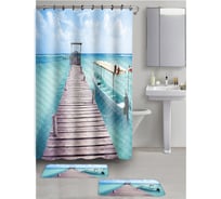 Набор из 3-х предметов для ванной комнаты Рыжий кот Океан: 2 коврика из микрофибры, 1 занавеска 101240