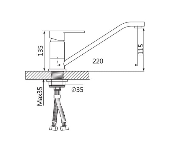 Кухонный смеситель OUTE крепление на гайке T1703B