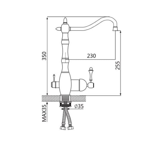 Смеситель для кухни OUTE бронза T673BQ