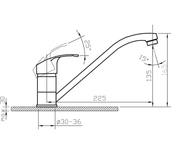 Смеситель для кухни ARGOTECH TECH oksa d-35 , 15139