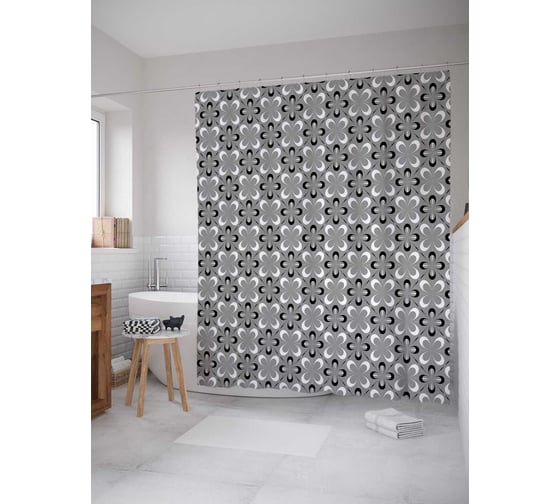 Штора (занавеска) для ванной JoyArty "Форменное движение" из сатена, 180х200 см с крючками, sc_13546