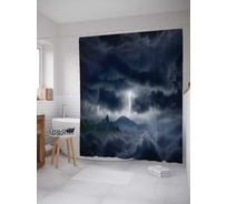 Штора (занавеска) для ванной JoyArty "Темные облака" из сатена, 180х200 см с крючками, sc_16310