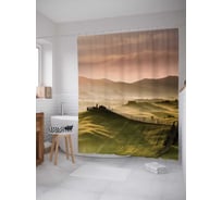 Штора (занавеска) для ванной JoyArty "Вдали от городского шума" из сатена, 180х200 см с крючками, sc_14593