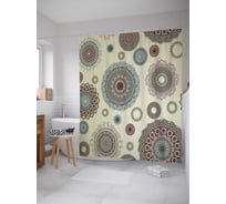 Штора (занавеска) для ванной JoyArty "Круги с узорами" из сатена, 180х200 см с крючками, sc_13523