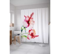 Штора (занавеска) для ванной JoyArty "Восхитительное цветение" из сатена, 180х200 см с крючками, sc_13883