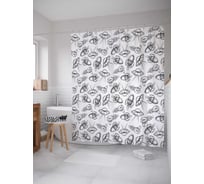 Штора (занавеска) для ванной JoyArty "Космические тарелки" из сатена, 180х200 см с крючками, sc_19602