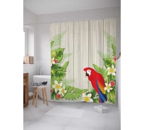 Штора (занавеска) для ванной JoyArty "Яркий попугай" из сатена, 180х200 см с крючками, sc_14976