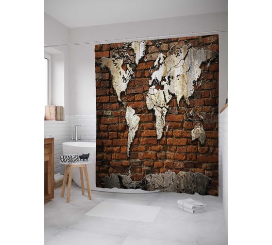 Штора (занавеска) для ванной JoyArty "Уличная карта" из сатена, 180х200 см с крючками, sc_11525 1