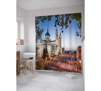 Штора (занавеска) для ванной JoyArty "Тихий вечер" из сатена, 180х200 см с крючками, sc_13656