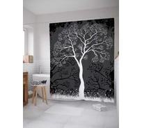 Штора (занавеска) для ванной JoyArty "Дерево фантом" из сатена, 180х200 см с крючками, sc_18015