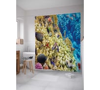 Штора (занавеска) для ванной JoyArty "Коралловые рифы" из сатена, 180х200 см с крючками, sc_14606