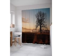 Штора (занавеска) для ванной JoyArty "Путь к туманным холмам" из сатена, 180х200 см с крючками, sc_17238