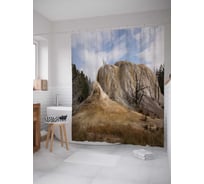 Штора (занавеска) для ванной JoyArty "Интересная гора" из сатена, 180х200 см с крючками, sc_17978
