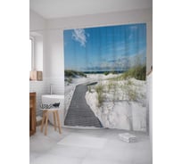 Штора (занавеска) для ванной JoyArty "Дорожка через светлый пляж" из сатена, 180х200 см с крючками, sc_16111