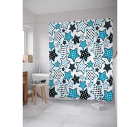 Штора (занавеска) для ванной JoyArty "Звездные точки" из сатена, 180х200 см с крючками, sc_11590