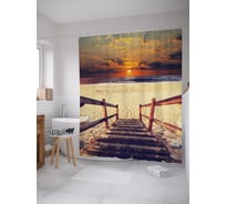 Штора (занавеска) для ванной JoyArty "Ступеньки на закате" из сатена, 180х200 см с крючками, sc_16130