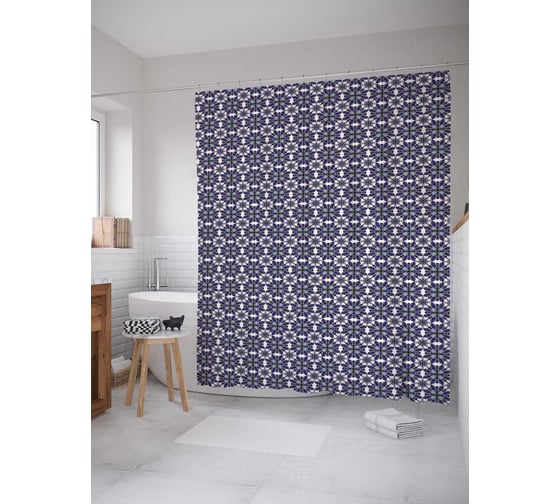 Штора (занавеска) для ванной JoyArty "Поглощенный узором" из сатена, 180х200 см с крючками, sc_1374 1