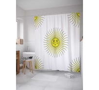 Штора (занавеска) для ванной JoyArty "Лучистое солнышко" из сатена, 180х200 см с крючками, sc_17941