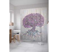 Штора (занавеска) для ванной JoyArty "Парящее дерево" из сатена, 180х200 см с крючками, sc_16038