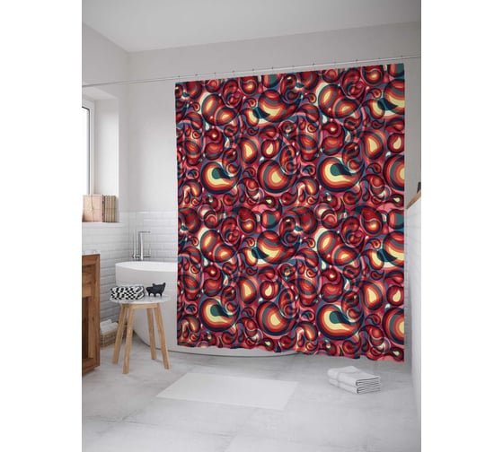 Штора (занавеска) для ванной JoyArty "Иллюзии с лепестками" из сатена, 180х200 см с крючками, sc_13624 1