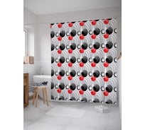 Штора (занавеска) для ванной JoyArty "Волновый сферы" из сатена, 180х200 см с крючками, sc_13548