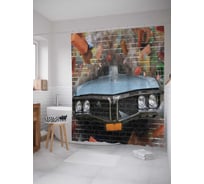 Штора (занавеска) для ванной JoyArty "Граффити автомобиль" из сатена, 180х200 см с крючками, sc_18224